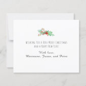 Joyeux Noël Cardinaux rouges Carte de budget Holly (Dos)