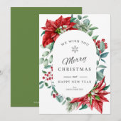 Joyeux Noël Carte cadre poinsettia (Devant / Derrière)
