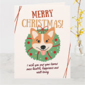 Joyeux Noël Carte de Corgi Mignon (Fleur jaune)
