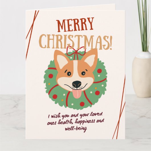 Joyeux Noël Carte de Corgi Mignon (Devant)