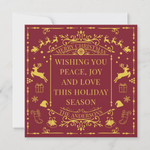 Joyeux Noël Carte de Fêtes Imitation Rouge et Or
