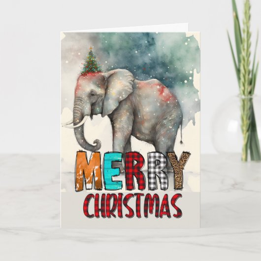 Joyeux Noël Carte de l'Éléphant Heureux (Devant)