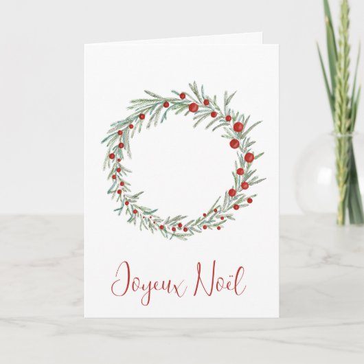 Joyeux Noël, Carte de Noël Française Wreath (Devant)