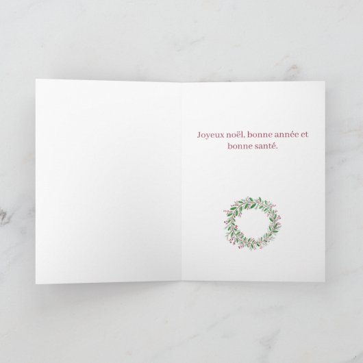 Joyeux Noël, Carte de Noël Française Wreath (Intérieur)