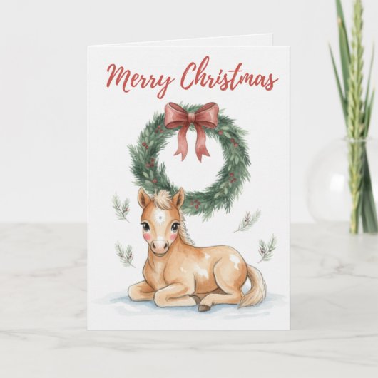 Joyeux Noël Carte de Poulin Poney Adorable Amateur (Devant)