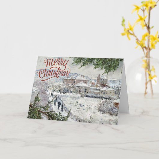 Joyeux Noël. Carte de voeux pliée Claude Monet (Fleur jaune)