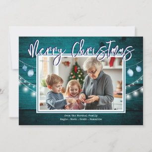 Joyeux Noël Carte de Vœux Rustique en Bois pour le