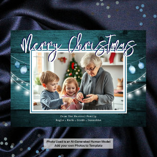 Joyeux Noël Carte de Vœux Rustique en Bois pour le
