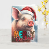 Joyeux Noël Carte du Père PORC (Fleur jaune)
