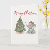 Joyeux Noël Carte Éléphant Éléphant de Bébé Mignon (Fleur jaune)