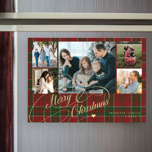 Joyeux Noël carte magnétique carreaux photo de fam