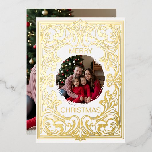 Joyeux Noël Carte Modèle Art Nouveau modifiable (Recto/Verso)