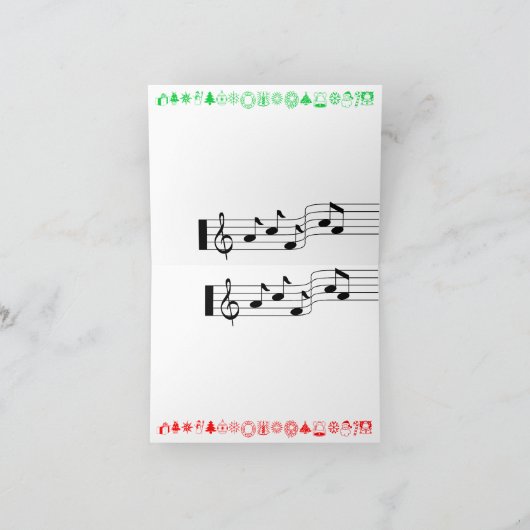 Joyeux Noël Carte Musique Note Score Vert (Intérieur)