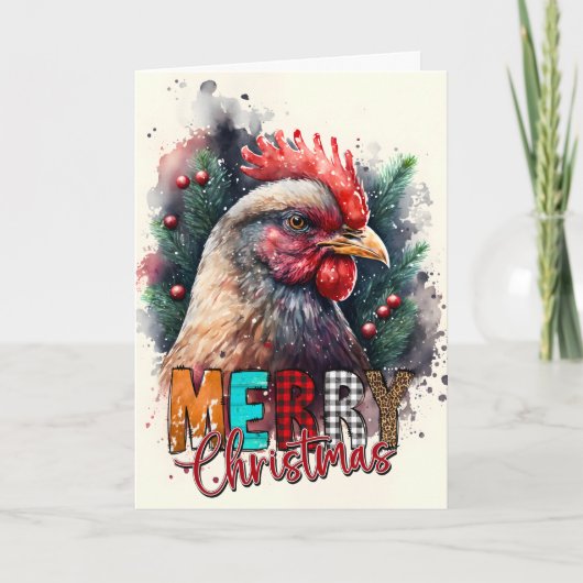 Joyeux Noël Carte Père Noël Poulet (Devant)