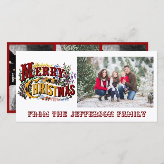 Joyeux Noël Carte photo blanc (Devant / Derrière)