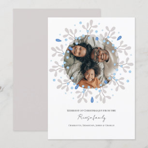Joyeux Noël Carte photo de couronne bleu