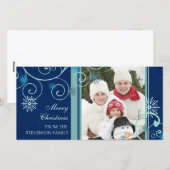 Joyeux Noël Carte photo Flakes Blue Snowflakes (Devant / Derrière)