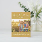 "Joyeux Noël" Carte photo Gold White Script (Debout devant)