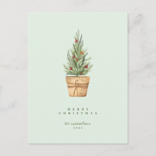 JOYEUX NOËL Carte postale arbre de Noël vert (Devant)