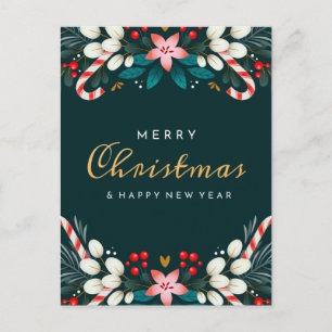 JOYEUX NOËL Carte postale florale de vacances