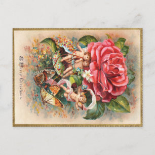 Joyeux Noël - Carte postale vintage de l'ère victo