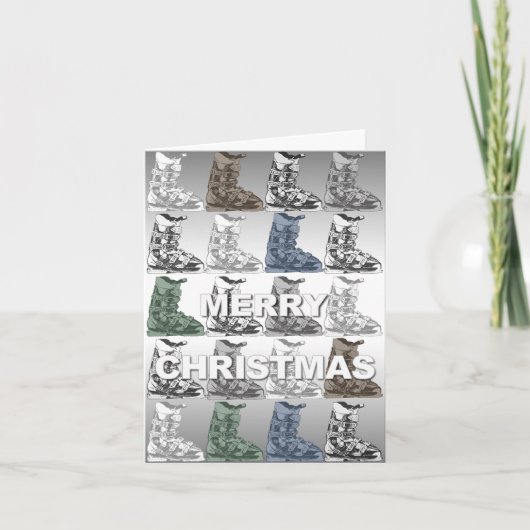 Joyeux Noël Carte Ski Boot Hiver Sport Tall (Devant)