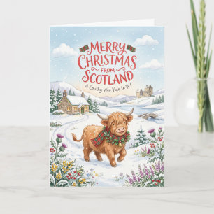 Joyeux Noël Carte Vache des Highlands Écosse
