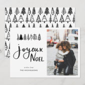 Joyeux Noel Casual Script Kerstfoto Feestdagenkaart (Voorkant / Achterkant)