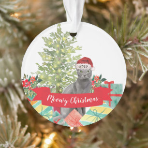 Joyeux Noël Chat Bleu Russe