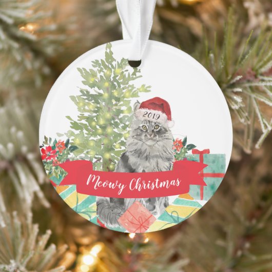 Joyeux Noël chat Maine Coon Meowy (Arbre)