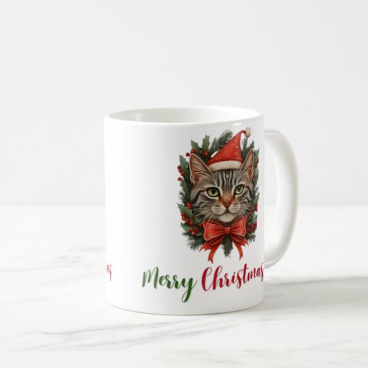 Joyeux Noël Chat Mug (Devant droit)