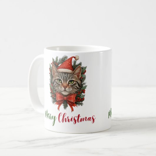 Joyeux Noël Chat Mug (Devant gauche)