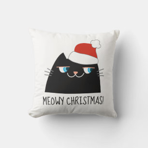 Joyeux Noël chat noir Coussin drôle mignon
