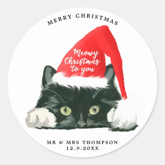 joyeux noël chat sticker de noël méga mignon (Devant)
