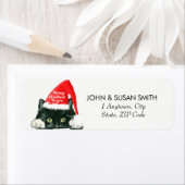Joyeux Noël chat vacances étiquettes d'adresse de (En situation)