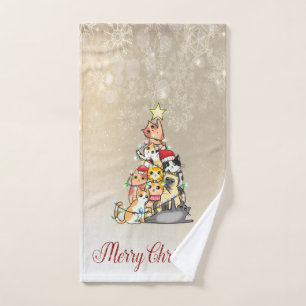 Joyeux Noël, chats de sapin flocons de neige