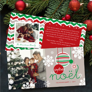Joyeux Noel Chevron Kerstdecor Modern Foto Feestdagenkaart