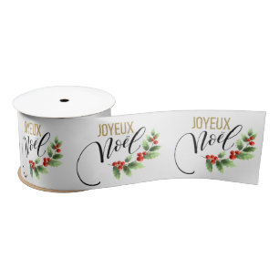 Joyeux Noël Chic Holly Floral   Kerstmis Lint