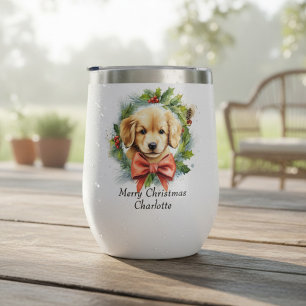 Joyeux Noël Chien Chiot Aquarelle Nom