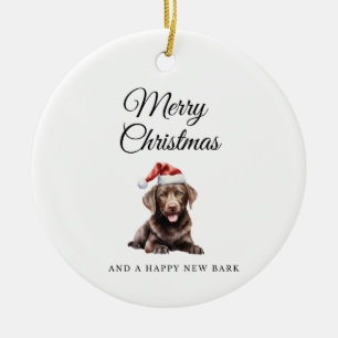 Joyeux Noël Chocolat Lab céramique ornement