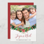 Joyeux Noël Christmas Garland Script Carte photo (Devant / Derrière)