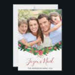 Joyeux Noël Christmas Garland Script Carte photo<br><div class="desc">Joyeux Noël French Christmas Garland Main Lettré Carte photo de script. La photo et le texte de ce script de brosse lettré à la main peuvent être mis à jour et customisés avec votre photo,  nom de famille et année.</div>