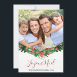 Joyeux Noël Christmas Garland Script Carte photo<br><div class="desc">Joyeux Noël French Christmas Garland Main Lettré Carte photo de script. La photo et le texte de ce script de brosse lettré à la main peuvent être mis à jour et customisés avec votre photo,  nom de famille et année.</div>