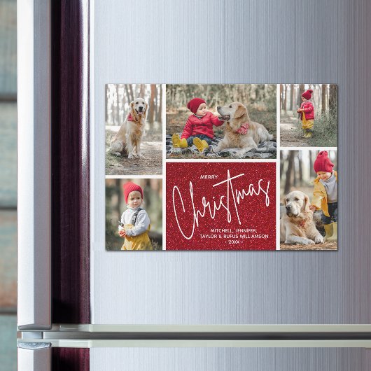 Joyeux Noël Cinq photos Carte magnétique