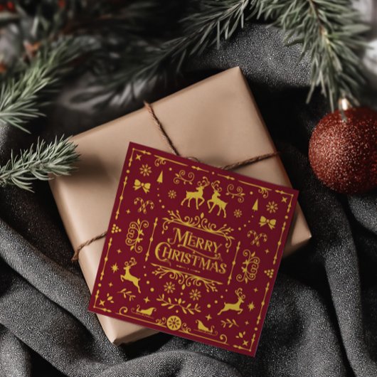 Joyeux Noël Classique Rouge Nordique Carte de vaca