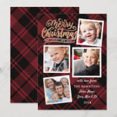 Joyeux Noël Collage Rouge Plaid Carte photo (Devant / Derrière)