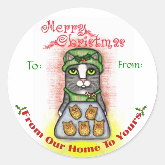 Joyeux Noël Cookie Baker Chat Stickers (Devant)