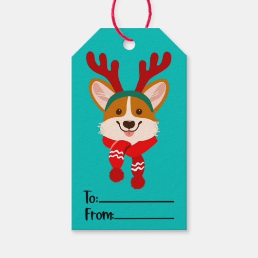 Joyeux Noël Corgi chien étiquette cadeau (Devant)