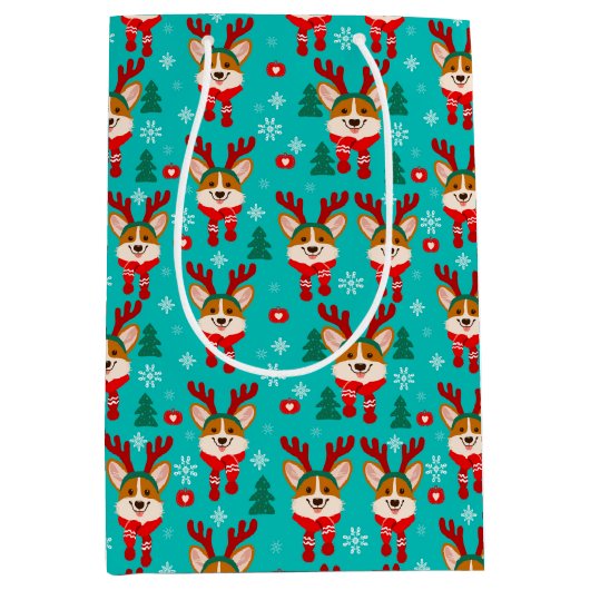 Joyeux Noël Corgi chien sac cadeau (Devant)