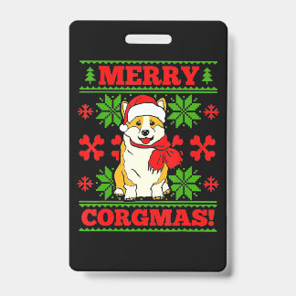 Joyeux Noël Corgmas Corgi Dog Badge